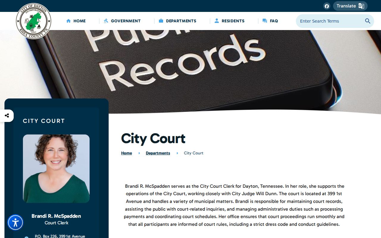 Dayton criminal records and City Court contact page