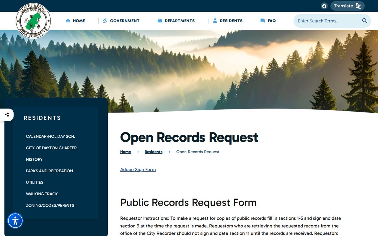 Dayton criminal records open-records request form
