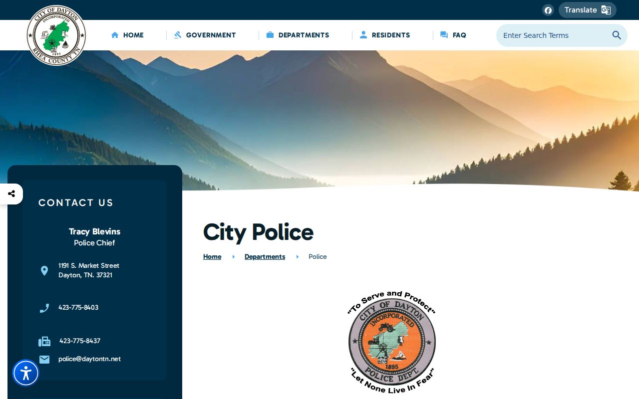 Dayton criminal records contact information on the police department page