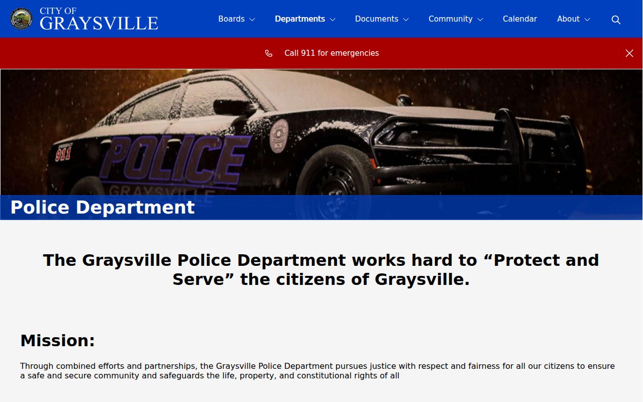 Graysville criminal records police department contact page