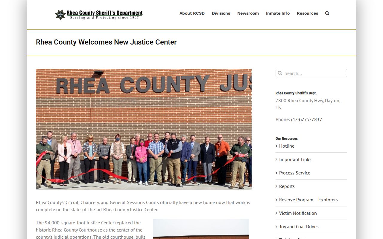Rhea County criminal records at the Justice Center