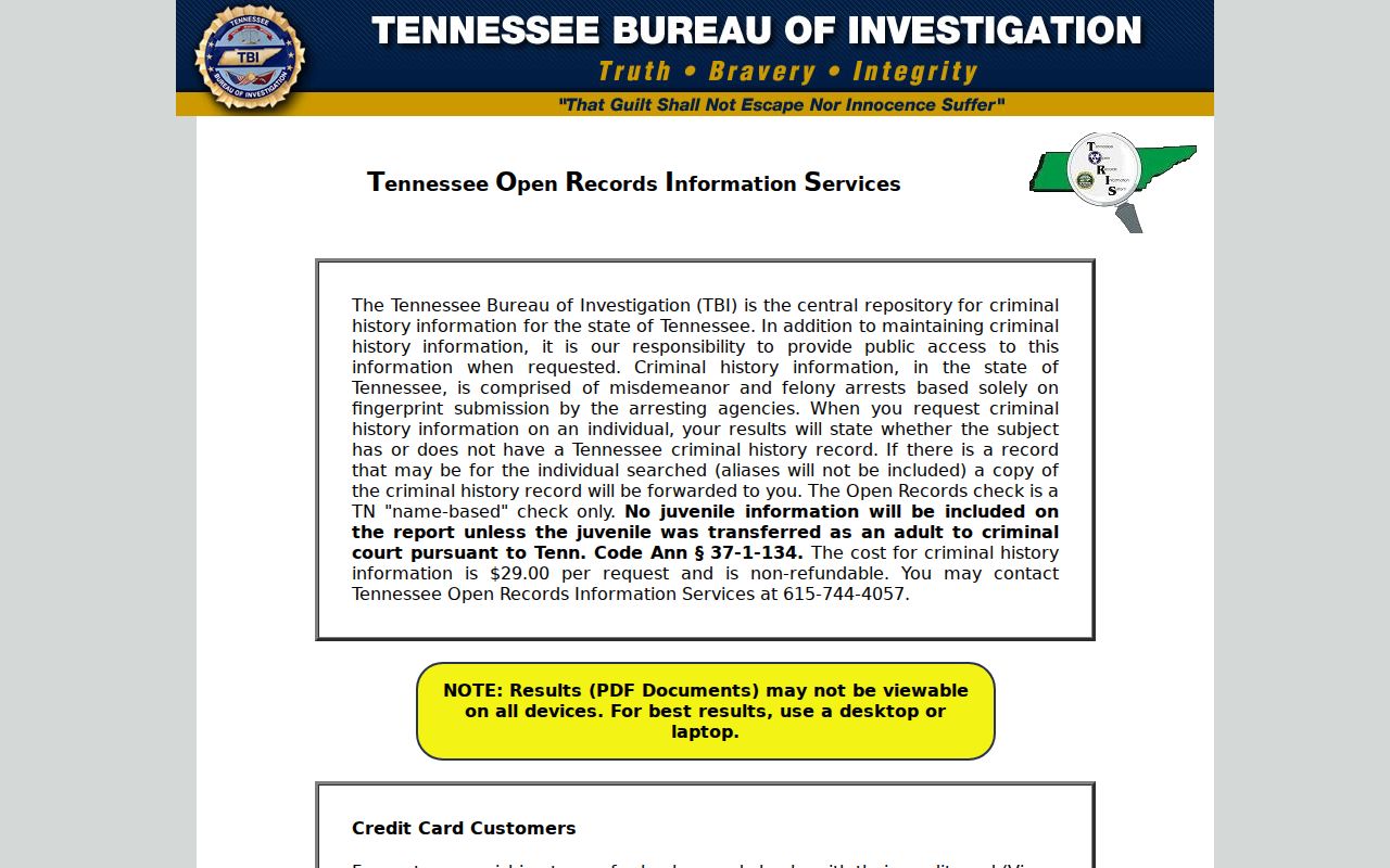TORIS search for Rhea County criminal history records
