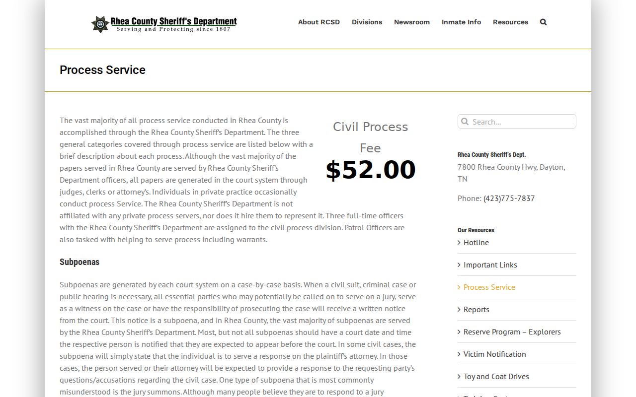Rhea County criminal warrant record process