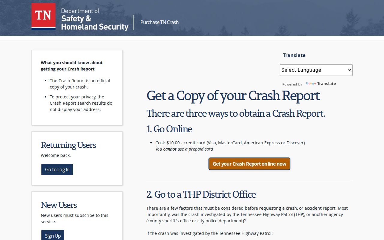 Spring City criminal records and Tennessee crash report search portal